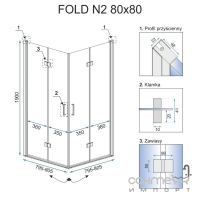 Квадратна душова кабіна Rea Fold N2 REA-K9990 хром/прозоре скло