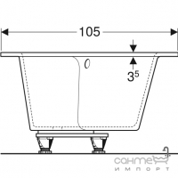 Асиметрична ванна правостороння (випуск зліва) з ніжками Geberit Selnova Square 554.291.01.1 Біла