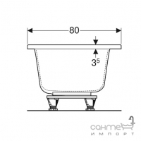Прямоугольная акриловая ванна с ножками Geberit Selnova Square Duo 554.387.01.1 Белая