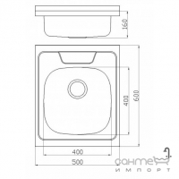 Накладна мийка для кухні, товщина 0,5 мм Platinum 5060 Нержавіюча Сталь/Сатин