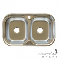 Врізна мийка для кухні, товщина 0,8 мм, закруглене Platinum 7848 D Нержавіюча Сталь