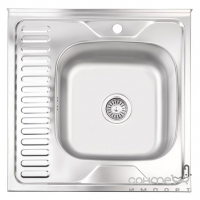 Кухонна мийка Kroner KRP Satin 6060R нерж. сталь 0,6мм, сатин, права