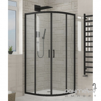 Напівкругла душова кабіна Santeh 2110BP профіль, чорний, матовий, скло прозоре