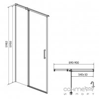 Душевая дверь в нишу Сersanit Moduo S162-005 прозрачное, левое, хром