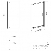 Душевая дверь в нишу Cersanit Arteco PIVOT S157-007 прозрачное, хром