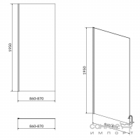 Бічна стінка для душової кабіни Сersanit Moduo S162-008 хром