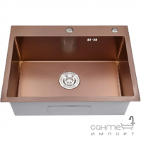 Мийка кухонна врізна, кошик та дозатор у комплекті Platinum Handmade PVD 5843/22 Мідь