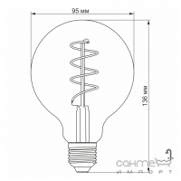 Светодиодная лампа филаментная прозрачная диммируемая Videx G95FGD-04272 E27 4W 2100K 100lm