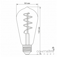 Світлодіодна лампа філаментна прозора димована Videx ST64FASD-04272 E27 5W 22100K 340lm