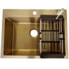 Мийка врізна, кошик та дозатор у комплекті (1,5 мм) Germece Handmade PVD 6045/220 Золото