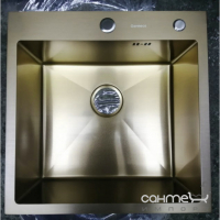 Мийка врізна квадратна, корзина та дозатор у комплекті (1,5 мм) Germece Handmade PVD 5050/220 Золото