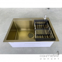 Мийка врізна, кошик та дозатор у комплекті (1,5 мм) Germece Handmade PVD 5843/220 Золото