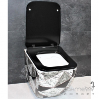 Підвісний унітаз із сидінням soft-close Dusel CUBIS ART DWHT10201030ART малюнок, сидіння чорне