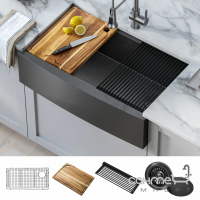 Кухонна мийка з аксесуарами Kraus Kore KWF210-33 темно-сіра бронза