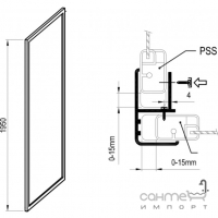 Нерухома стінка для душового куточка Ravak Supernova PSS-75 195 Transparent 940301O2Z1 білий