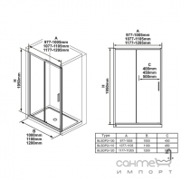 Душові двері Ravak Blix Slim BLSDP2-110 Transparent X0PMD0C00Z1 полір. алюміній