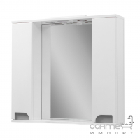 Зеркало настенное с подсветкой, два шкафчика 80 см Van Mebles Корнелия Белый с серыми вставками