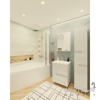 Дзеркало для ванної кімнати з підсвічуванням, шафа зліва 60 см Van Mebles Верона Біла