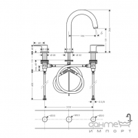 Смеситель для раковины на 3 отверстия с донным клапаном Hansgrohe Vernis Blend 71553000 хром