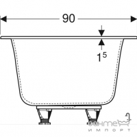 Акриловая ванна Geberit Soana Slim rim, Duo с ножками 90Х190 554.005.01.1 белая