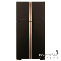 Холодильник с верхней морозильной камерой Hitachi R-W610PUC4GBK черный/золото