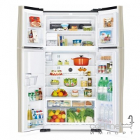 Холодильник с верхней морозильной камерой Hitachi R-W610PUC4GBK черный/золото