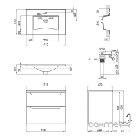 Подвесная тумба с раковиной Q-tap Scorpio QT1472TPВ7023070CG графит