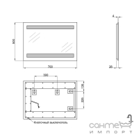 Зеркало с LED-подсветкой Q-tap Mideya New Reverse QT207814226080W