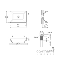 Раковина врезная прямоугольная Qtap Crow QT0511L582W белая