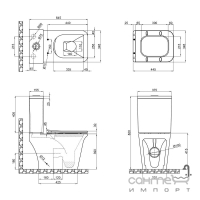Безободковий унітаз-компакт з сидінням дюропласт softclose Q-tap Kalao QT08221213A W білий