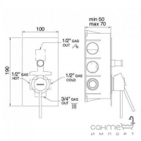 Смеситель для ванны/душа скрытого монтажа Treemme Up 5749CС01 хром