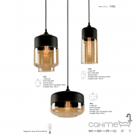 Подвесной светильник Zambelis Lights Pendant Light 1517 матовый черный/шампанское