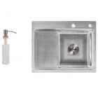 Кухонна мийка Lidz H6350R Brush 3.0/0.8 mm нерж. сталь браш + дозатор миючого засобу