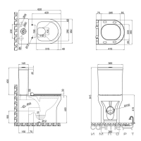 Безободковый унитаз-компакт с сидением дюропласт softclose slim Qtap Aquarius QT2122C665PW белый