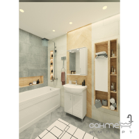 Зеркало для ванной 50 см с подсветкой, боковой шкафчик справа Van Mebles Пряма Белое 
