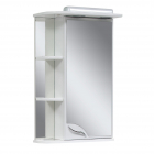 Зеркальный шкафчик 50 см левосторонний с полочками, подсветка Van Mebles Цвет Белый 
