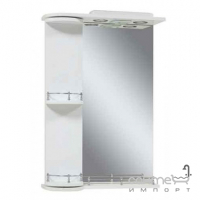 Зеркало для ванной 65 см с подсветкой, полочки поворотные с левой стороны, фацет Van Mebles Цвет Белый