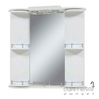 Зеркало для ванной 80 см с подсветкой, полочки поворотные с двух сторон, фацет Van Mebles Цвет Белый