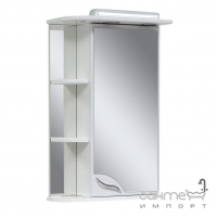 Зеркальный шкафчик 50 см левосторонний с полочками, подсветка Van Mebles Цвет Белый 
