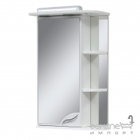 Зеркальный шкафчик 50 см правосторонний с полочками, подсветка Van Mebles Цвет Белый 
