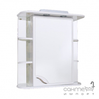 Зеркальный шкафчик 60 см левосторонний с полочками, подсветка Van Mebles Цвет Белый 