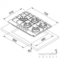 Варочная газовая поверхность Franke Maris Free FHMA 755 4G DCL XS C 106.0554.382 нержавеющая сталь