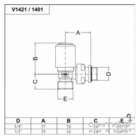 Кран радиаторный угловой 1/2 x 24-19 Carlo Poletti First V140111CB хром
