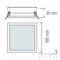 Стельовий світильник врізний квадратний Horoz Slim/Sq-15 LED 15W 900lm (в асортименті)
