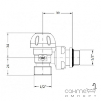 Термоклапан кутовий 1/2 x 24-19 Carlo Poletti First Thermo V141111E