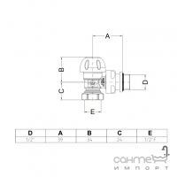 Термоклапан угловой 1/2 Carlo Poletti First Thermo V141310E белый