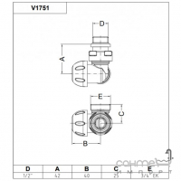 Термоклапан трехосевой 1/2 x 24-19 DX Carlo Poletti First Corner V175111EDX белый, правый
