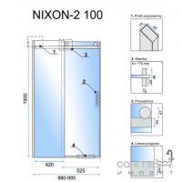 Душевая дверь в нишу Rea Nixon-2 REA-K5012 хром/прозрачное стекло