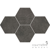 Керамограніт гексагон StarGres Grey Wind Antracite Mosaic Hexagon Rect 283x408