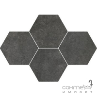Керамограніт гексагон StarGres Qubus Antracite Mosaic Hexagon Rect 283x408